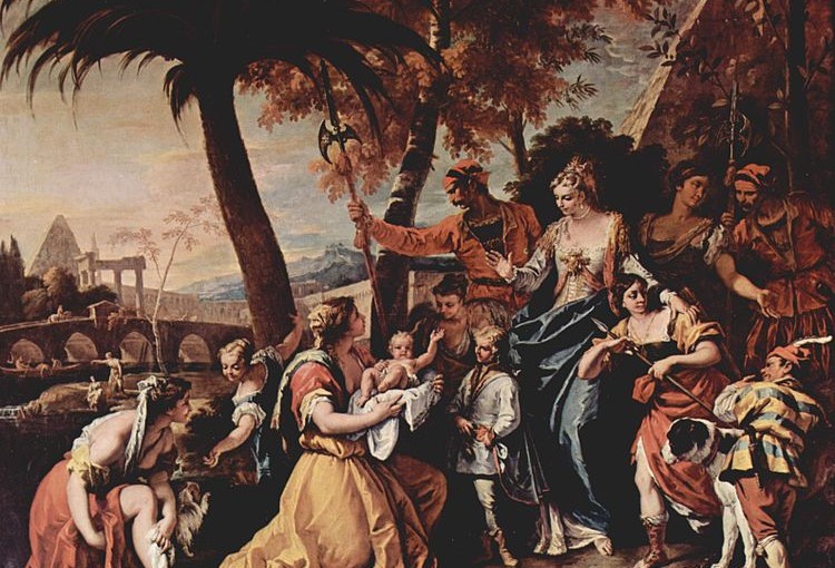 Sebastiano Ricci: Il salvataggio di Mosè bambino dalle acque, anno 1711, 257 × 322 cm, Palazzo Taverna, Roma